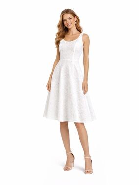 Ann Taylor White Eyelet Midi Dress